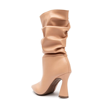Bota Slouchy Salto Fino Nude