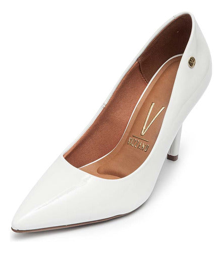 Scarpin Vizzano Salto Fino Liso Verniz Branco