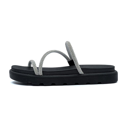 Sandália Papete Feminina Vizzano Flatform Off White Brilho