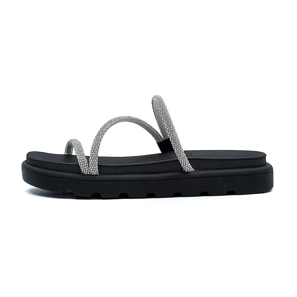 Sandália Papete Feminina Vizzano Flatform Off White Brilho