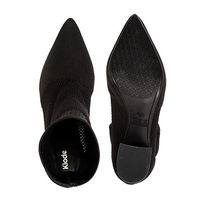 Bota Knit Salto Grosso Preta