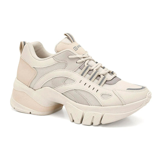 TENIS ESPORTIVO EM TEXTIL FEMININO SOLADO SINTETICO - CABEDAL OURO/NATURAL