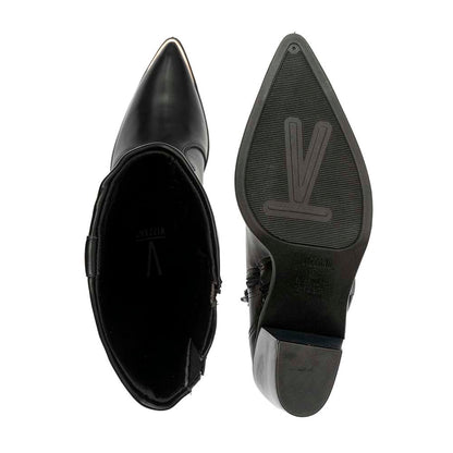 Bota Feminina Cano Longo Salto Grosso Preto