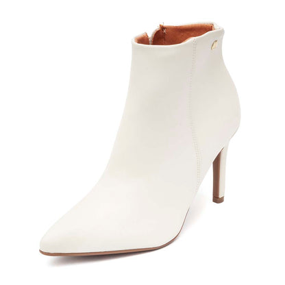 Bota Feminina Vizzano Salto Fino Off White