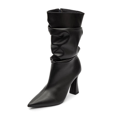 Bota Slouchy Salto Fino Preto
