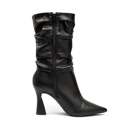 Bota Slouchy Salto Fino Preto