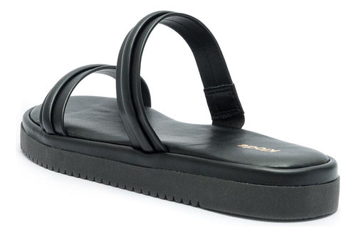 Sandália Feminina Klode Papete Flatform Tiras Bege