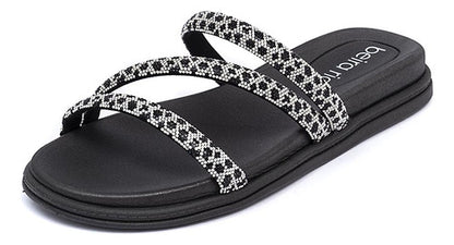 Pepete Feminina Beira Rio Tiras Strass Ounce Brilho