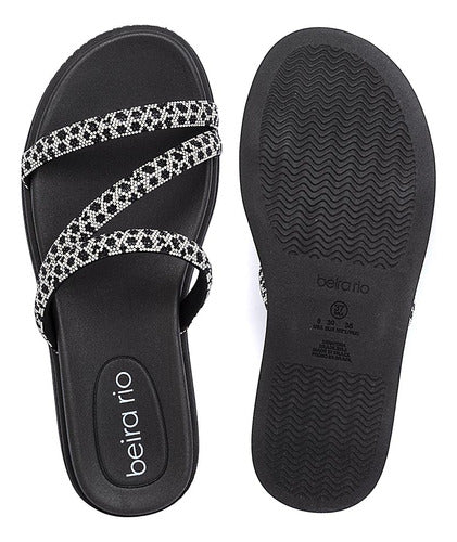 Pepete Feminina Beira Rio Tiras Strass Ounce Brilho