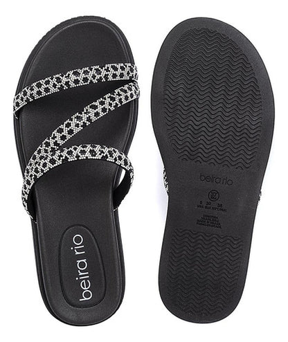 Pepete Feminina Beira Rio Tiras Strass Ounce Brilho