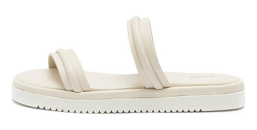 Sandália Feminina Klode Papete Flatform Tiras Bege