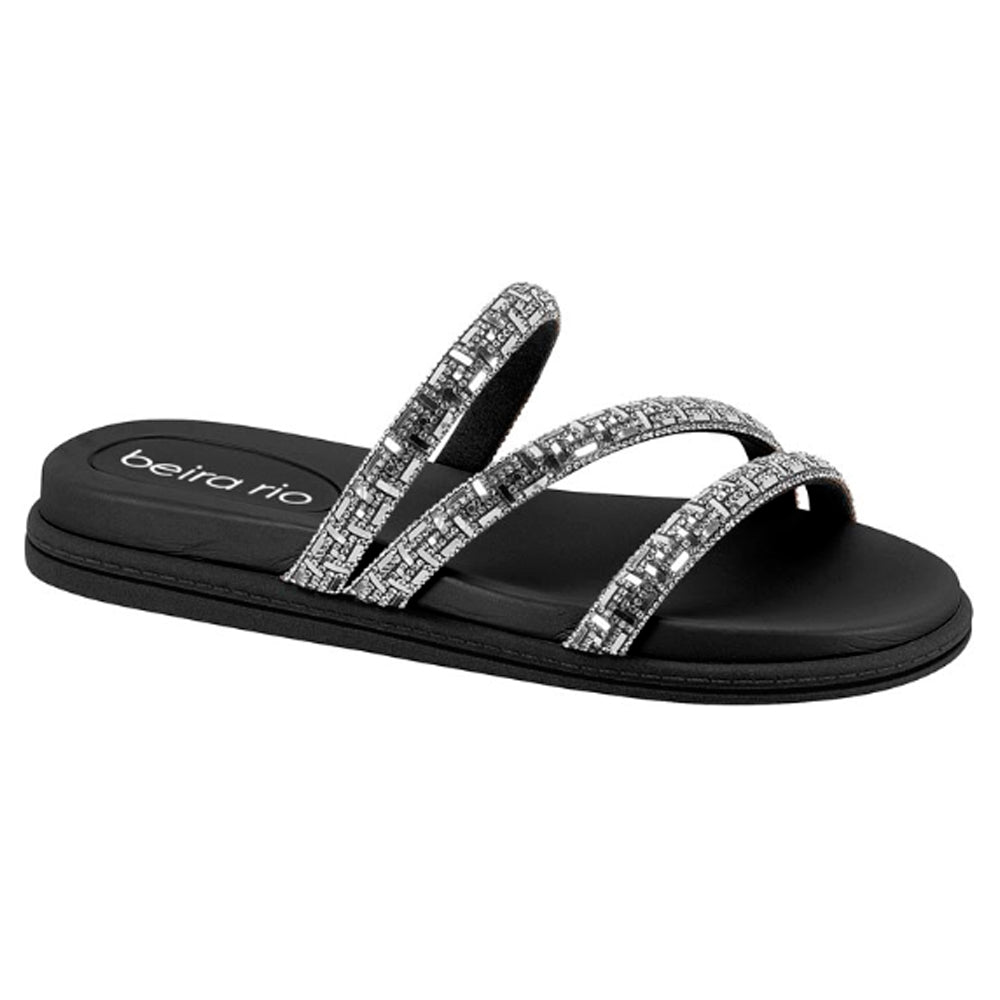 Pepete Feminina Beira Rio Tiras Strass Ounce Brilho
