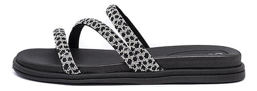 Pepete Feminina Beira Rio Tiras Strass Ounce Brilho