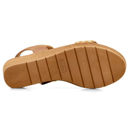 SANDALIA PLATAFORMA ELASTICO CAMEL