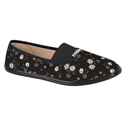 SAPATILHA FEMININA CABEDAL TEXTIL MULTI PRETO 520.59.21443.12098-BRIM JASMIM FLORES