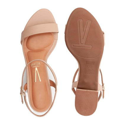 Sandália Vizzano Salto Grosso Bege Feminina