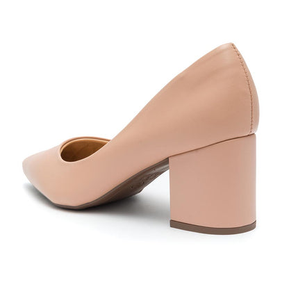 Sapato Scarpin Salto Grosso Nude Feminino