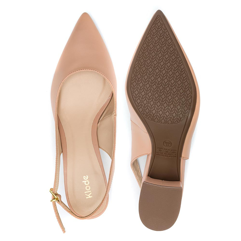 Sapato Scarpin Klode Salto Grosso Nude Feminino
