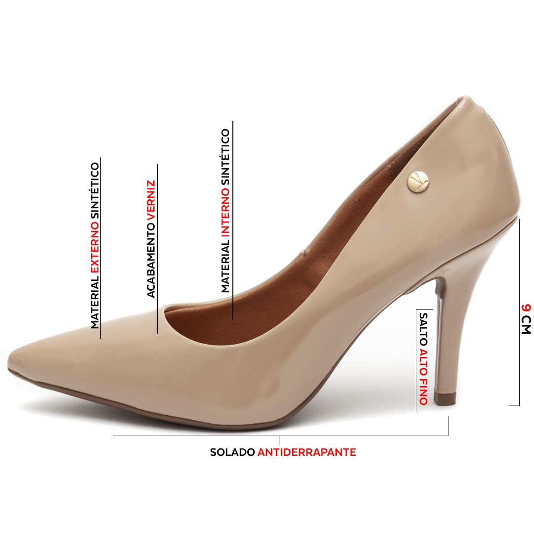 Scarpin Vizzano Salto Fino Verniz Bege