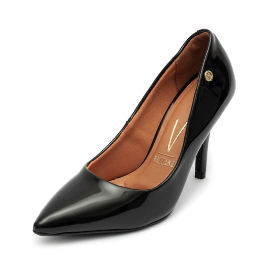 Sapato Feminino Scarpin Vizzano Salto Fino Verniz Preto