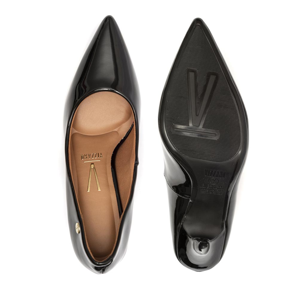 Sapato Feminino Scarpin Vizzano Salto Fino Verniz Preto