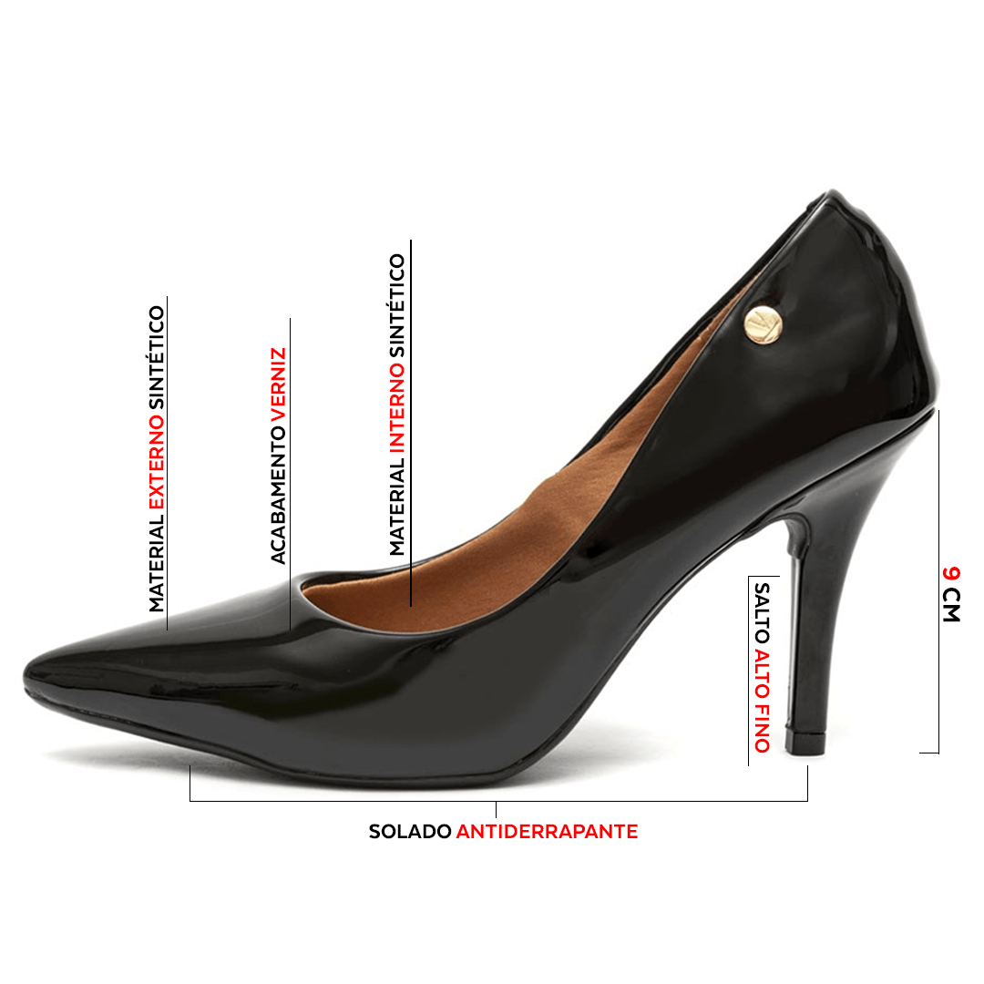 Sapato Feminino Scarpin Vizzano Salto Fino Verniz Preto